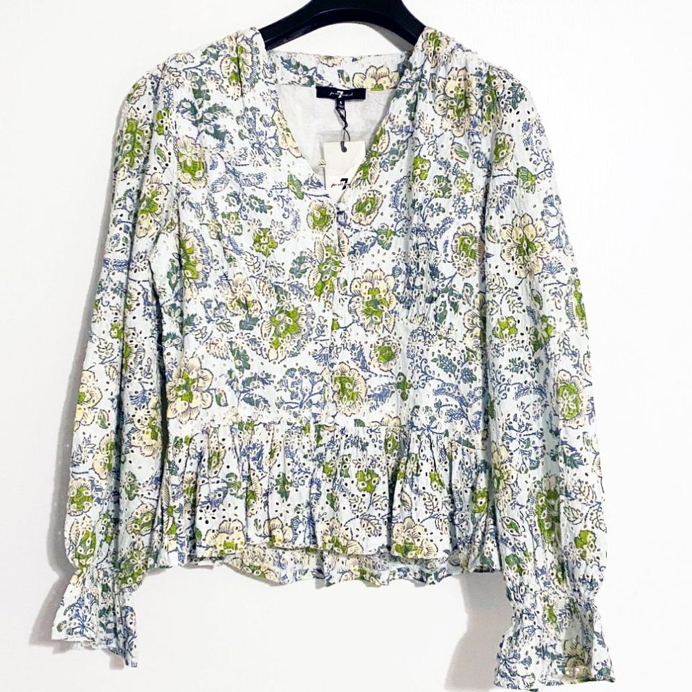 7 FOR ALL MANKIND Ruffle Eyelet Top - Picture 3 of 4